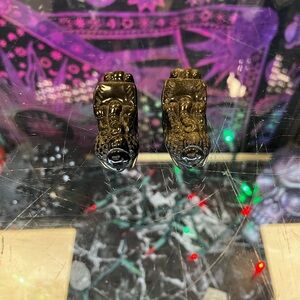 Gold and Black Chinese Foo Dog Figurines